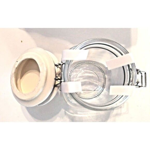 Succulent Ceramic Lid Glass Clamp Jar Canister Green Floral 34 Oz. 6-in Gift - Picture 5 of 6